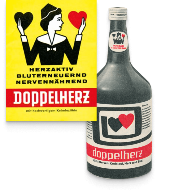 Alte Doppelherz Flasche und Plakat